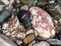 Verschiedenfarbige Steine am Achenufer